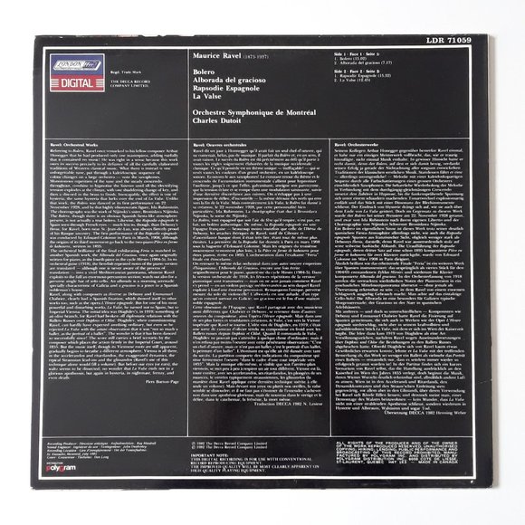 Charles Dutoit. Ravel Bolero. 1982 - Picture 2 of 4